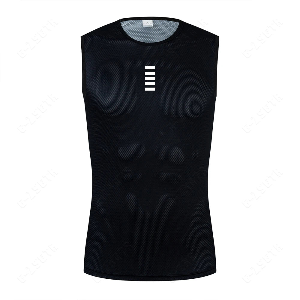 Capa Base de ciclismo, ropa interior reflectante, Jersey de ciclismo blanco, chaleco deportivo, camiseta interior para hombre, chaleco elástico de secado rápido, Jersey para bicicleta de carretera