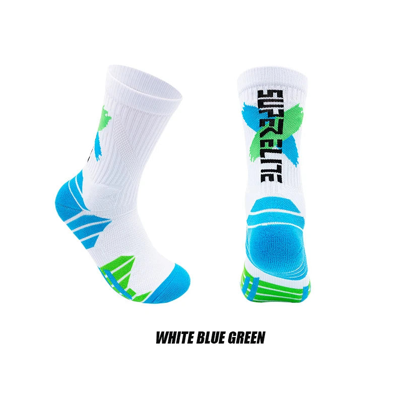 Calcetines deportivos profesionales para hombre, medias de tubo alto, con fondo grueso, absorbente de golpes, contraste de Color, Elite, 1 par