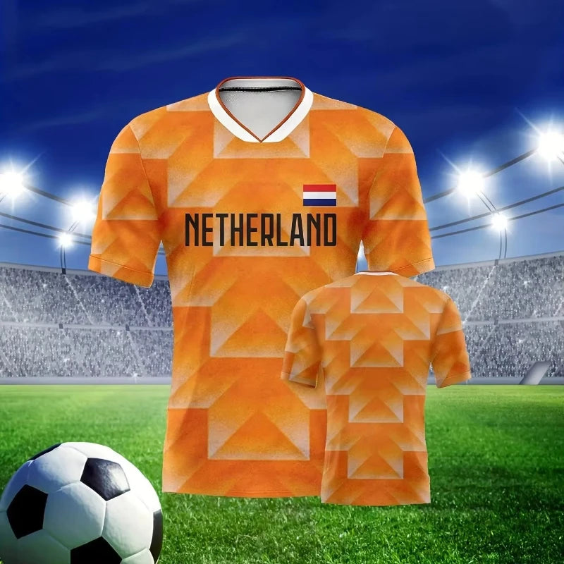 Camiseta de la UEFA Champions League |   Cuello en V y Mangas Cortas | Selección Nacional de Fútbol | Ropa de entrenamiento | Ropa Deportiva para Exteriores | Regalos Navideños