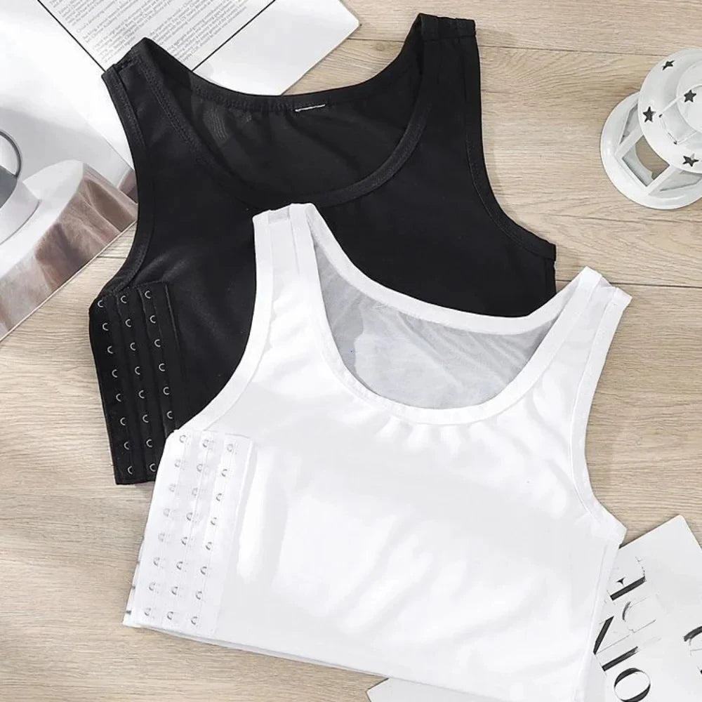 Carpeta de pecho transpirable para mujer, chaleco corto con hebilla lateral, Tops, carpeta de pecho, ropa interior, camisetas sin mangas, vendaje envolvente para el pecho inalámbrico