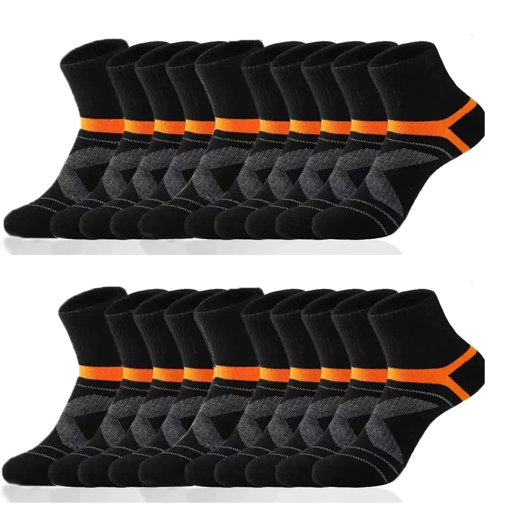 Lote de 3/5/10/20 pares de calcetines deportivos negros para hombre, calcetines informales para correr, Otoño Invierno, calcetines transpirables de alta calidad para hombre
