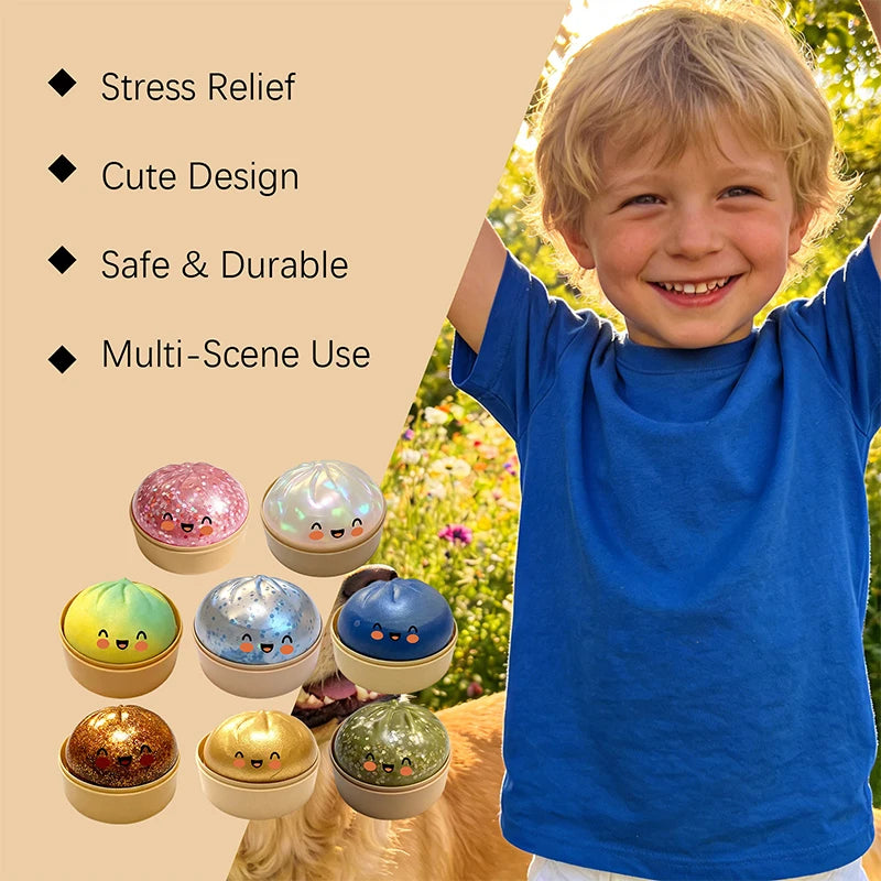 Pelota Antiestrés de Simulación con Forma de Dumpling, de Rebote Lento, Suave al Tacto, para Descompresión, Decoración para Oficina y Hogar, Regalos de Cumpleaños para Niños y Adultos