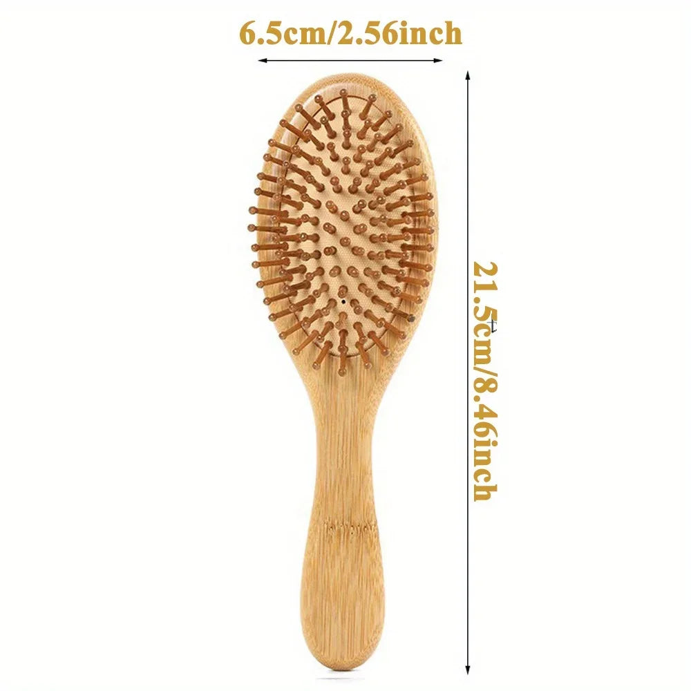 Peine de paleta de bambú Natural, peine con cojín de aire, masaje del cuero cabelludo, peine antiestático sin enredos, especial para pelucas de cabello real
