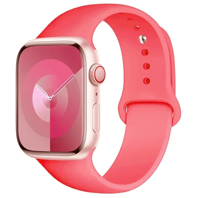 Correa de silicona para Apple Watch, 46mm, 44mm, 45mm, 40mm, 41mm, 42-38mm, 49mm, pulsera deportiva iwatch series 11 10 9 8 7 6 5 SE Ultra3