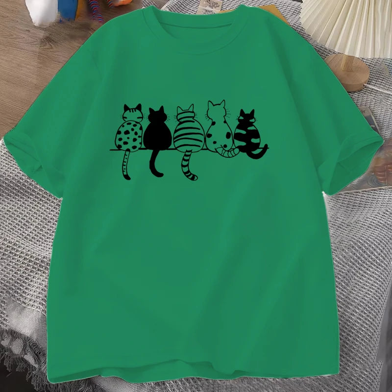 Camiseta cómoda con cuello redondo para mujer, camisetas informales holgadas Unisex, camisetas de verano
