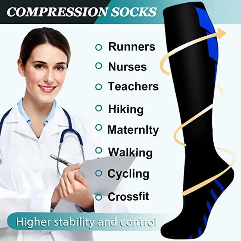 Calcetines de compresión para correr, calcetines deportivos para enfermería médica, 20-30mmHg, para viajes en vuelo, embarazo, Edema, Diabetes, venas varicosas