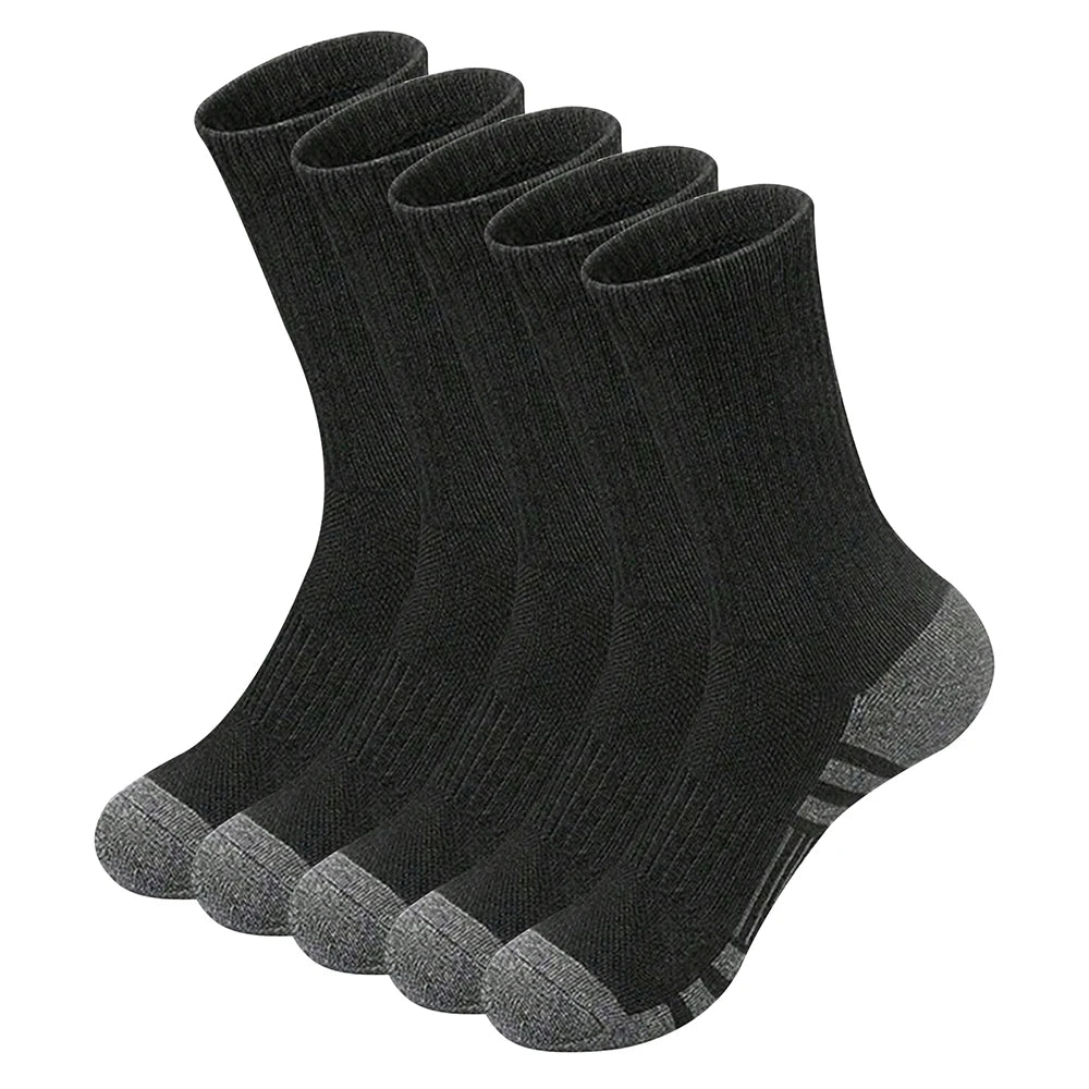 6/10 pares de calcetines para hombre, calcetines sencillos informales a rayas blancas y negras para primavera y otoño, calcetines transpirables de tubo medio, calcetines de cuello redondo de alta calidad