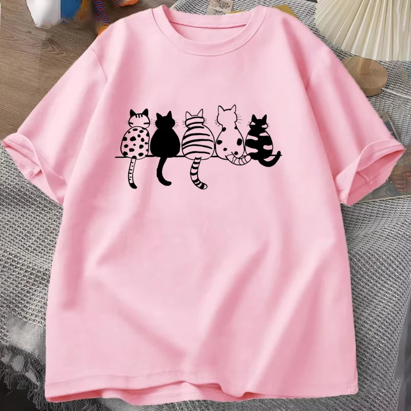 Camiseta cómoda con cuello redondo para mujer, camisetas informales holgadas Unisex, camisetas de verano