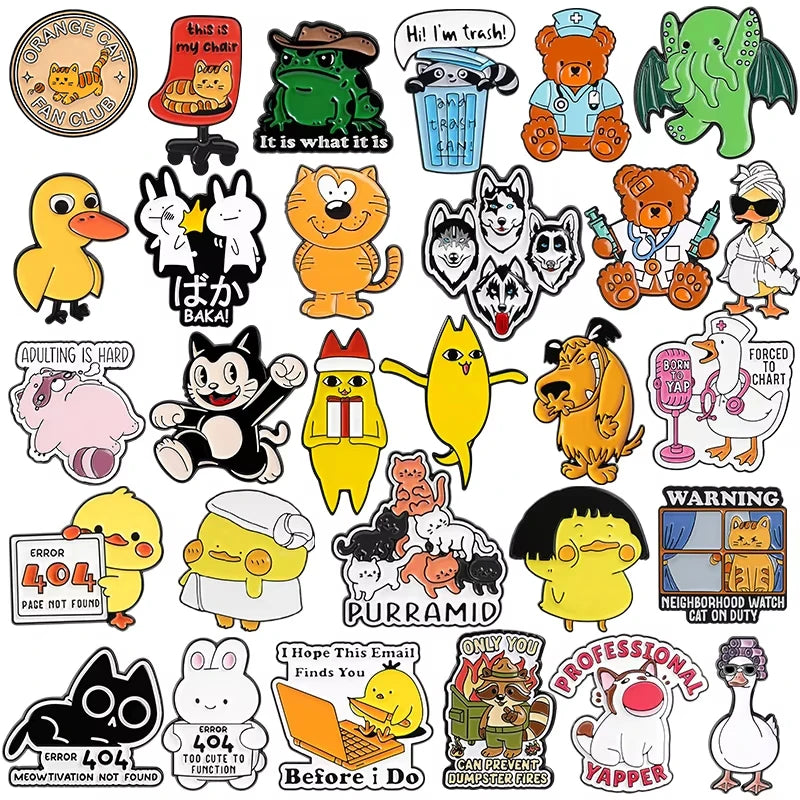 Broches de Esmalte de Dibujos Animados de Comedia, Lindos Broches de Anime de Perro, Gato, Pato, Doctor, Oso, para Ropa, Solapa, Joyería, Regalos para Amigos
