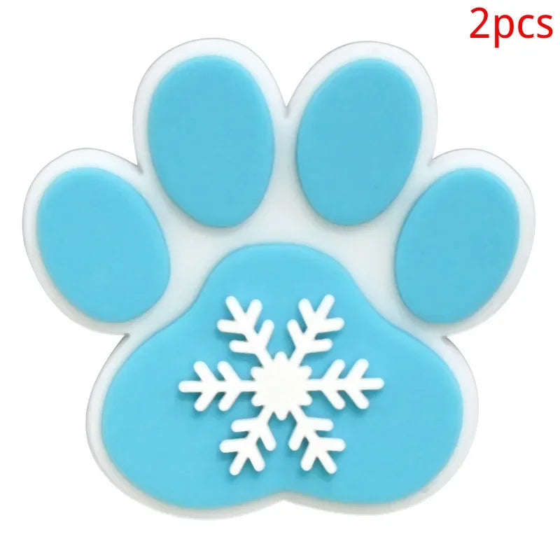 Bonita huella de pata de perro de dibujos animados, 2 uds., hebillas de PVC para zapatos, dijes, accesorios, decoraciones para zuecos, pulseras de zapatillas, regalo de fiesta DIY para niños