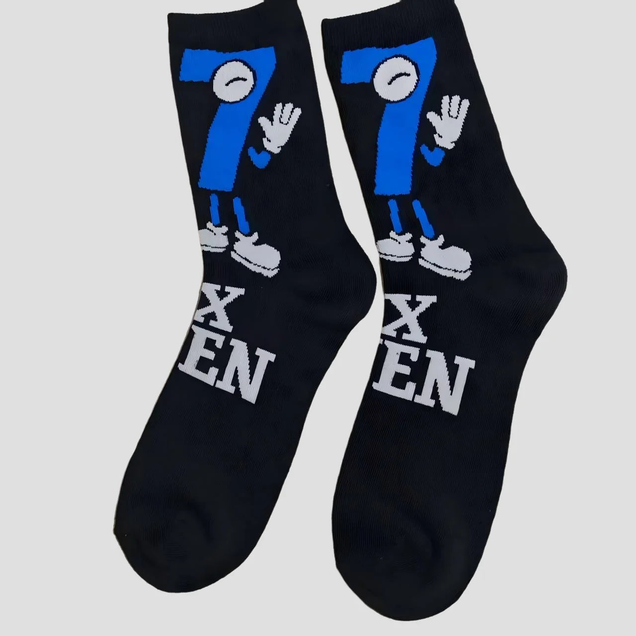 Calcetines de Media Pantorrilla para Hombre con Números y Letras Divertidas de Dibujos Animados, Novedad Transfronteriza 67