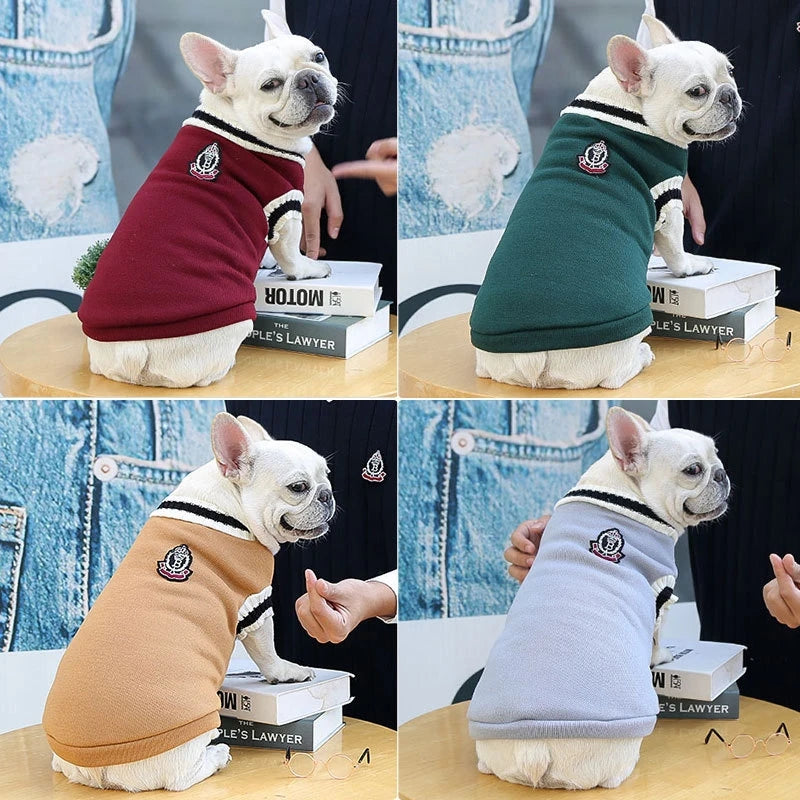 Suéter de moda para perros, ropa cálida de invierno para perros pequeños y medianos, suéter para gatos de estilo universitario, jersey para cachorros, ropa para perros Chihuahua