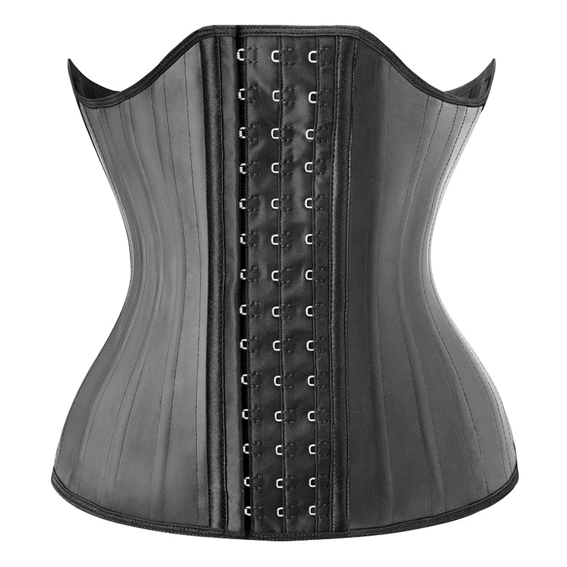 Corsé moldeador reductora mujer de látex con 25 huesos de acero, diseño elegante y ajustable.