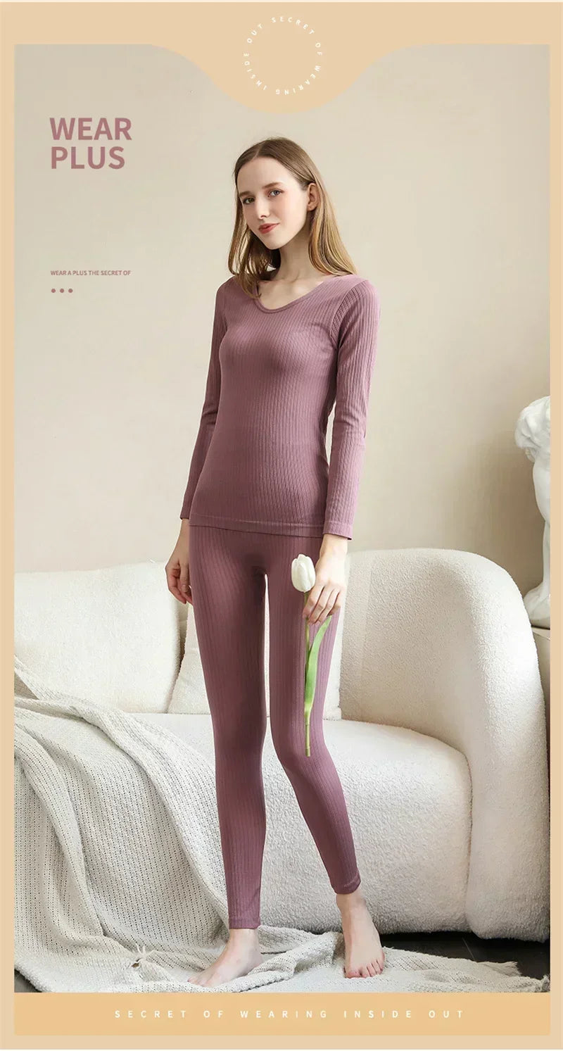 Ropa interior térmica cálida para mujer, ropa íntima Sexy para mujer, Calzoncillos largos con forma de mujer, ropa térmica moldeadora de cuello medio para mujer