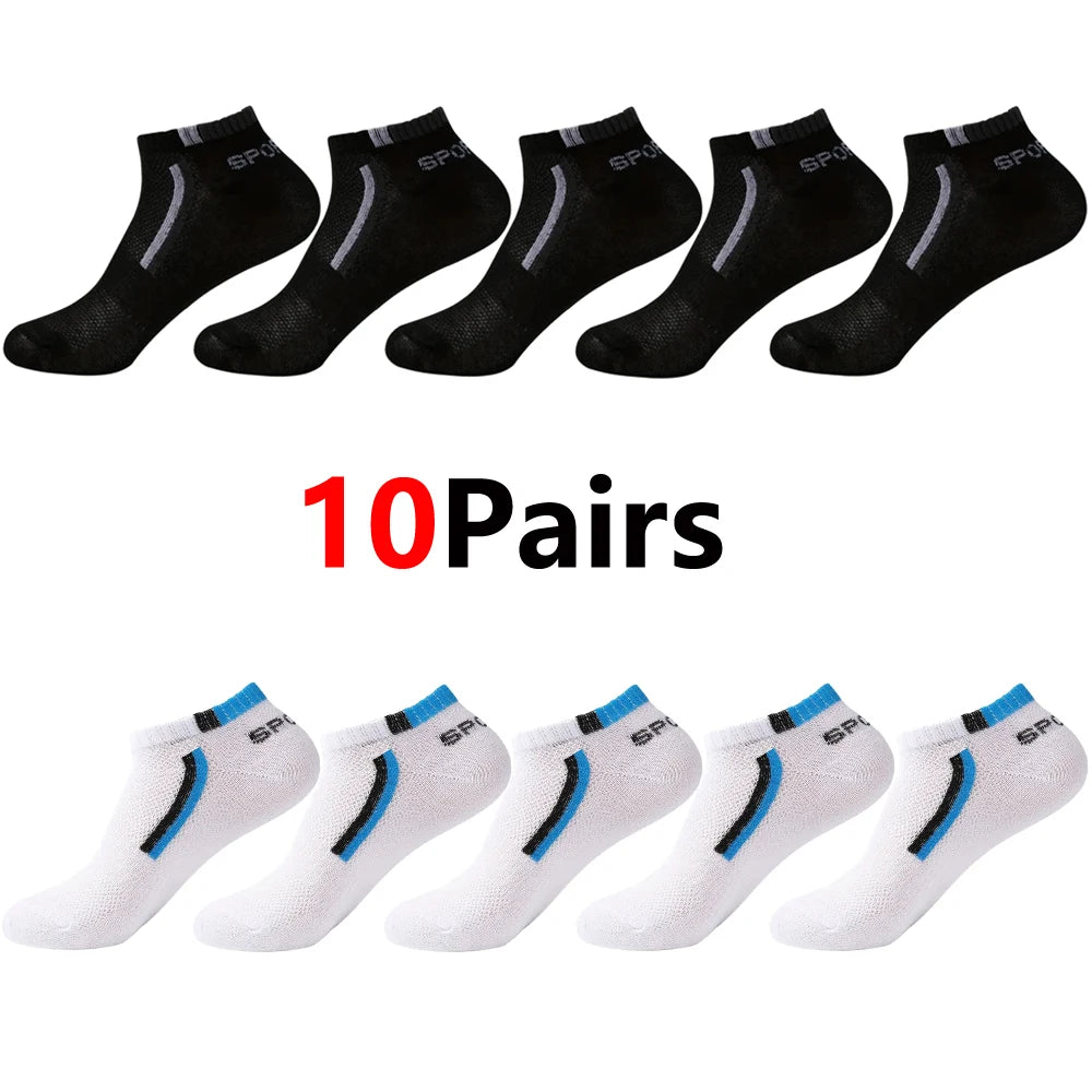 Calcetines náuticos antideslizantes para hombre, 5 pares de calcetines tobilleros con estampado de bloques para negocios y deportes, transpirables, resistentes al sudor, antiolor, cómodos