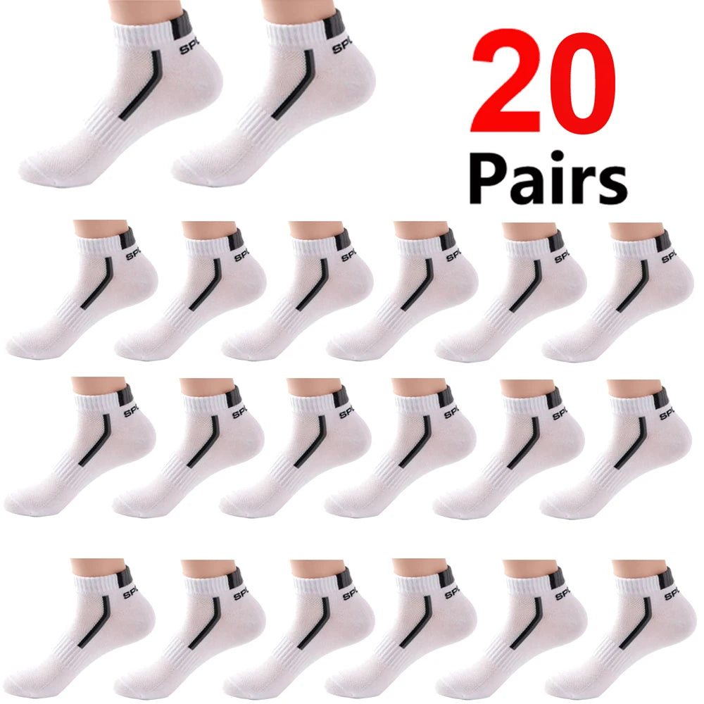 30 pares de calcetines de hombre de malla transpirable calcetines cortos casuales Color-block calcetines deportivos calcetines deportivos absorben el sudor tobillo