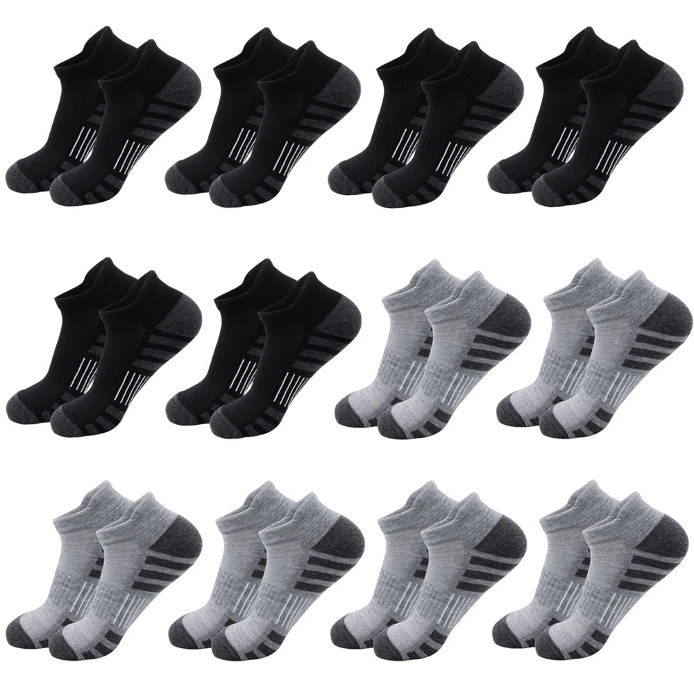 6/24 pares de calcetines deportivos tobilleros para correr, calcetines deportivos acolchados y transpirables de corte bajo para hombres y mujeres