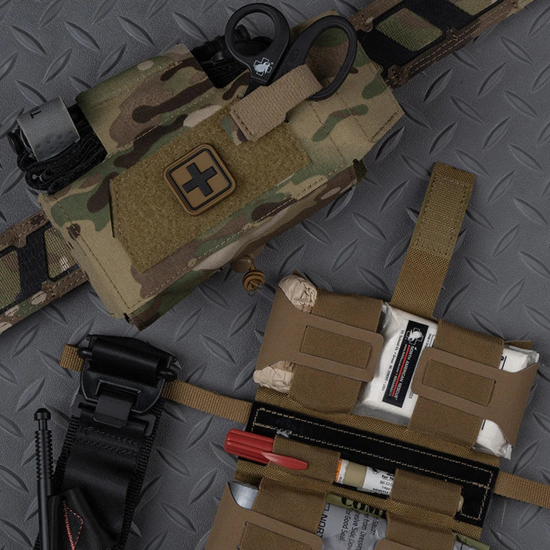 Bolsa táctica de primeros auxilios médicos, bolsas compactas para traumatismos al aire libre, IFAK para caza, chaleco Airsoft, portador de placa