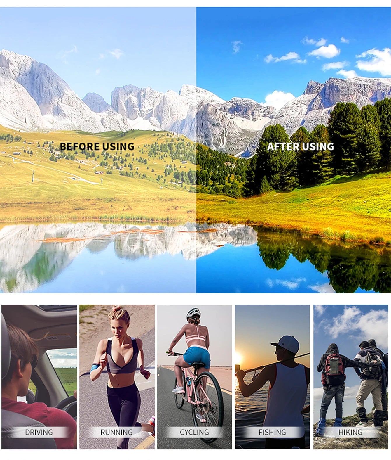 Gafas de sol polarizadas para pescar para hombre y mujer, lentes de sol antideslumbrantes UV400 para ciclismo, conducción, senderismo, 1 unidad