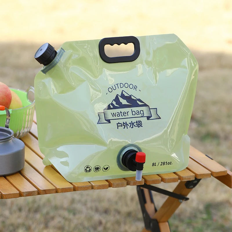 Bolsa de almacenamiento de agua portátil, plegable, para deportes al aire libre, Camping, grifo de escalada de montaña de gran capacidad, bolsa de agua de plástico