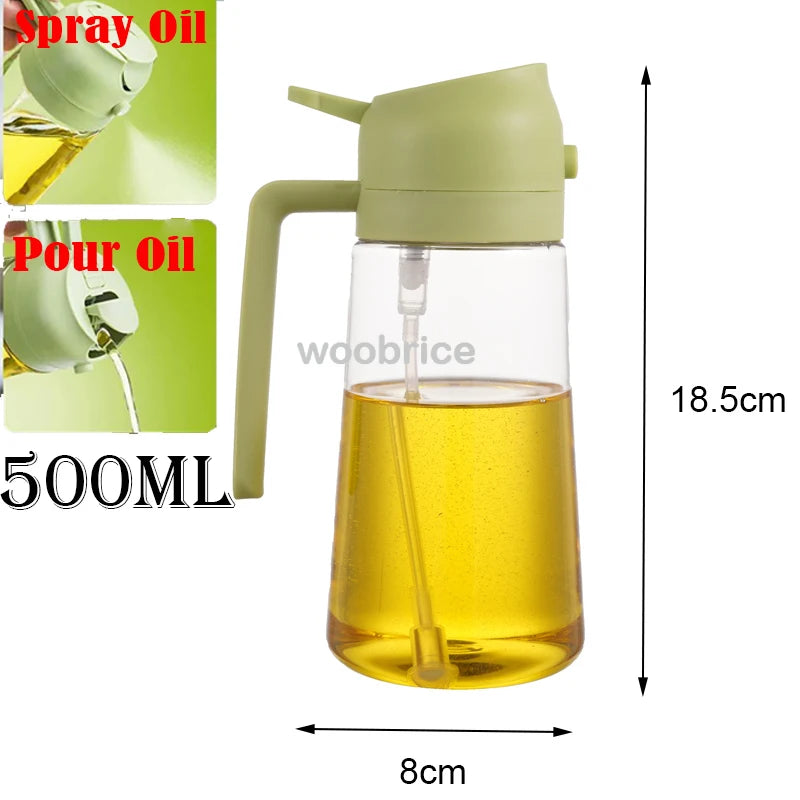 Dispensador de aceite en aerosol 2 en 1 para cocina, pulverizador de aceite o solo cepillo pulverizador para freír al aire, ensaladas, asar, cocinar en la cocina
