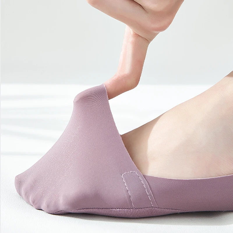 5 pares de calcetines para mujer, transpirables, invisibles, de silicona, antideslizantes, de color sólido, calcetines tipo barco, cómodos, de alta calidad, invisibles, ultrafinos