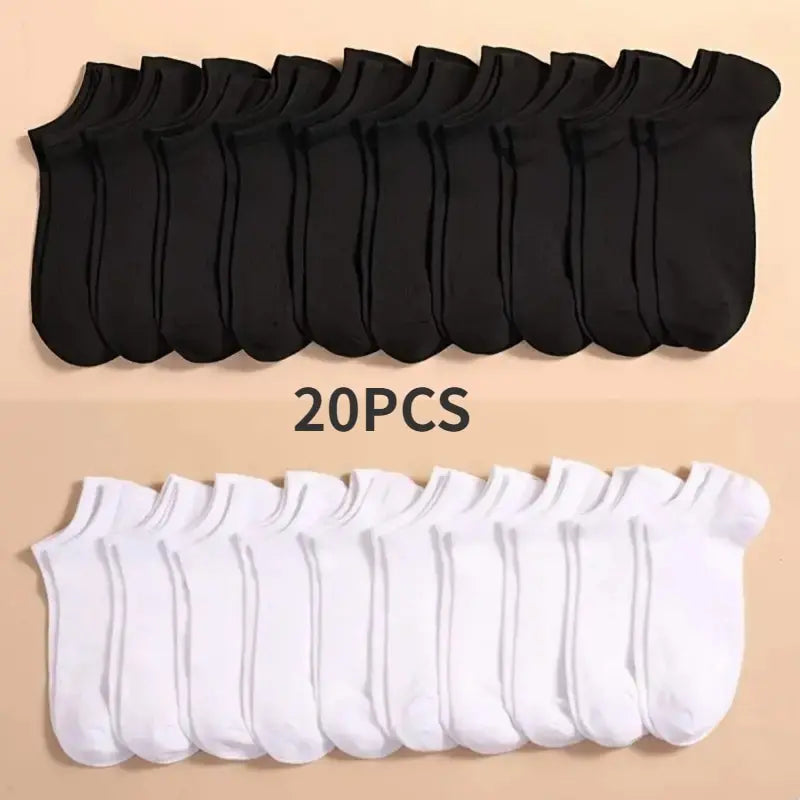 10 pares de calcetines náuticos informales Unisex de Color liso, finos, transpirables, cómodos, antiolor, absorbentes del sudor, calcetines tobilleros de corte bajo para hombres y mujeres