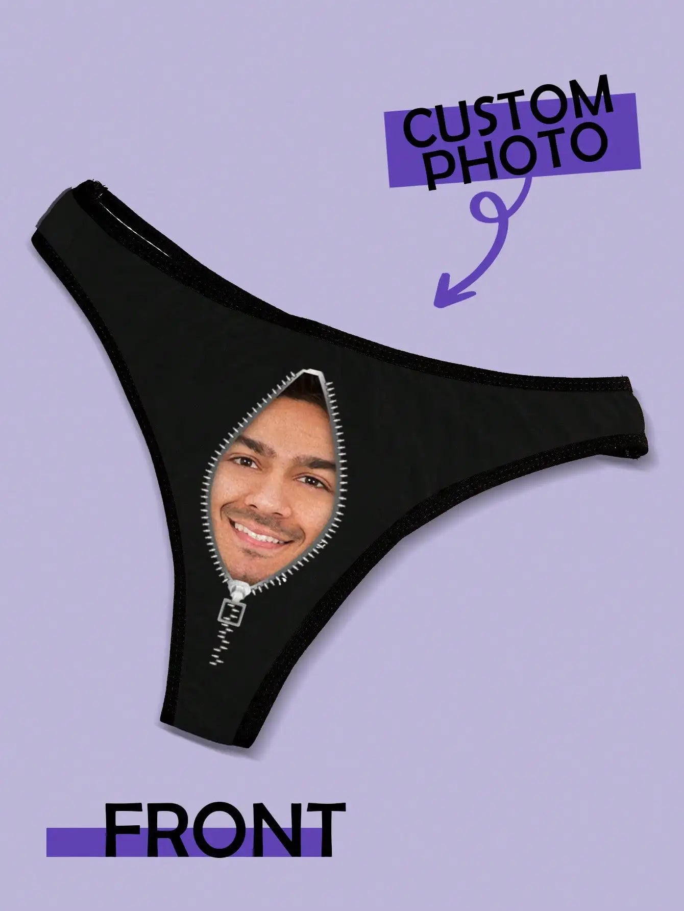 Tanga Personalizada con Rostro para Mujer, Ropa Interior de Encaje Personalizada, Regalo de San Valentín para Novia, Esposa, Bragas de Tiro Bajo, Aniversario