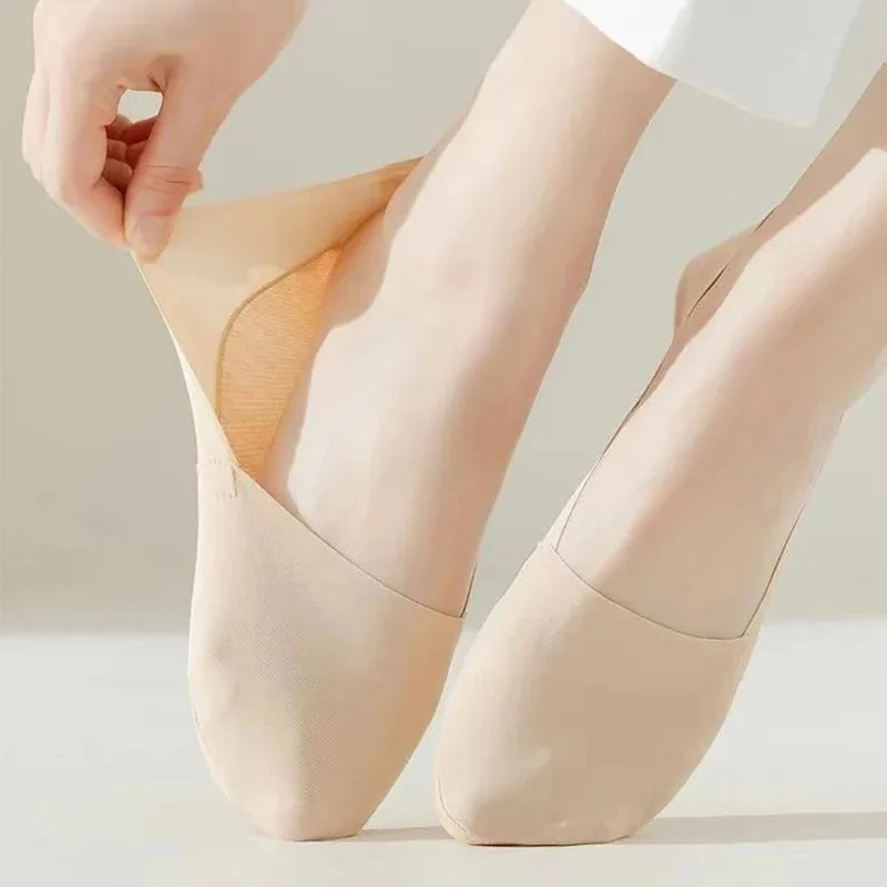 5 pares de calcetines para mujer, transpirables, invisibles, de silicona, antideslizantes, de color sólido, calcetines tipo barco, cómodos, de alta calidad, invisibles, ultrafinos