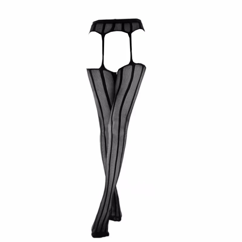 SIMPLEJWEL pantimedias sexis sin entrepierna ahuecadas medias de red de seda negra bragas de cintura alta vestido Sexy