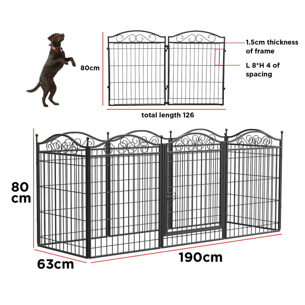 Parque infantil para perros, parque infantil de 8 paneles de 32 pulgadas de altura, valla de ejercicio para perros antioxidante plegable para interiores y exteriores, portátil