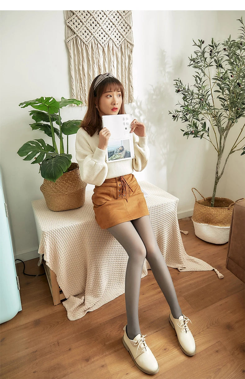 Bas thermiques en molleton pour femme, collant polaire femme ,collants chauds et Sexy, translucides, Slim, épais, en velours élastique, pour l'hiver,collant thermique femme effet peau,legging polaire femme