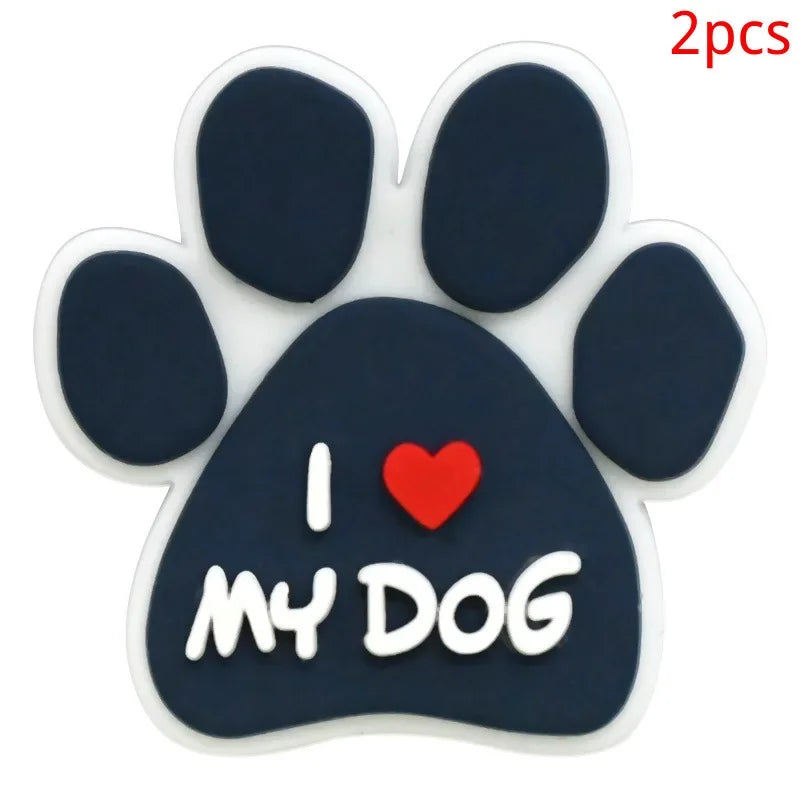 Bonita huella de pata de perro de dibujos animados, 2 uds., hebillas de PVC para zapatos, dijes, accesorios, decoraciones para zuecos, pulseras de zapatillas, regalo de fiesta DIY para niños