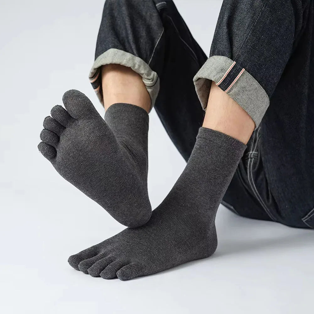 5 pares de calcetines con dedos para hombre y mujer, calcetines con cinco dedos, calcetines de algodón transpirables, calcetines deportivos para correr, Color sólido como regalo de cumpleaños