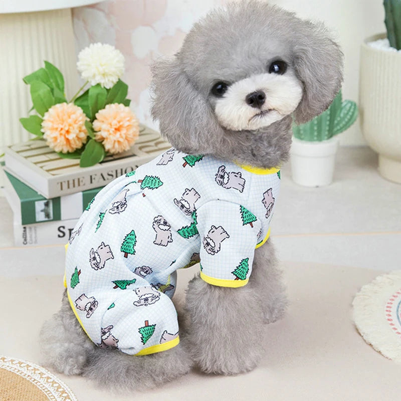 Mono de Invierno para Perros, Ropa Cálida con Estampado para Perros y Gatos, Chihuahua, Bichón, Pijama de Cuatro Patas para Cachorros