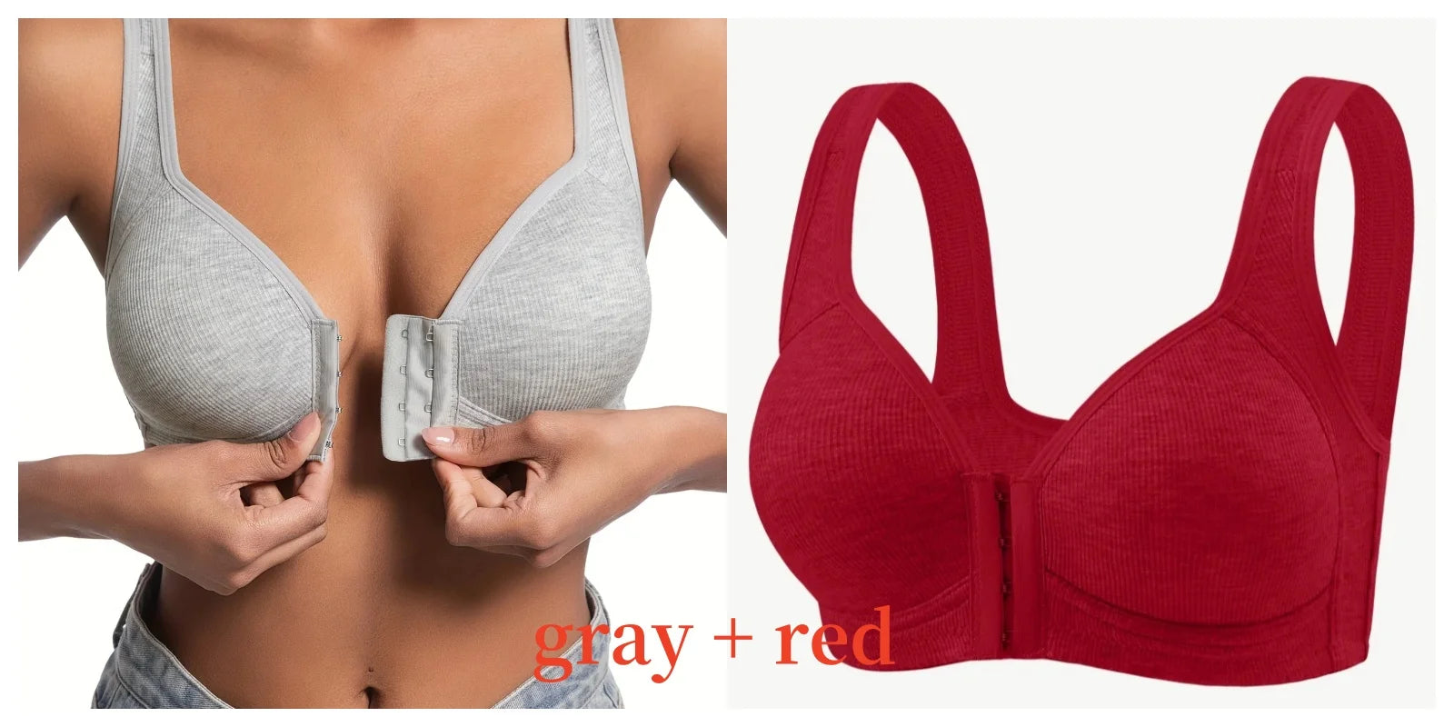 Sujetador de mujer sin aros con cierre frontal, color sólido, cobertura total, copas fijas, más consideradas para personas de mediana edad y mayores individuales