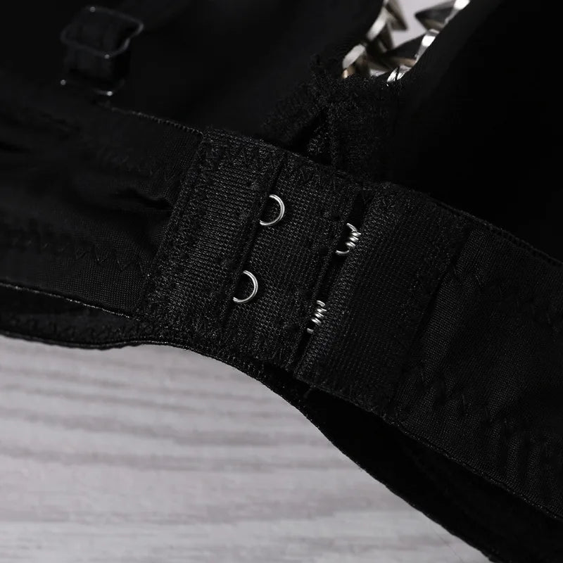 Nueva lencería Sexy, ropa interior, sujetadores para mujer, sujetador Steampunk con tachuelas, Top, sujetador inalámbrico, Tops de moda para fiesta y Club, ropa interior femenina