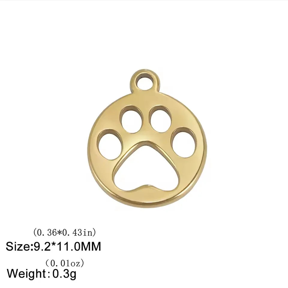 Cazador-abalorios de acero inoxidable con huella de pata de perro y gato, para hacer joyería DIY, bonito colgante de Animal para pulsera, pendientes y collar