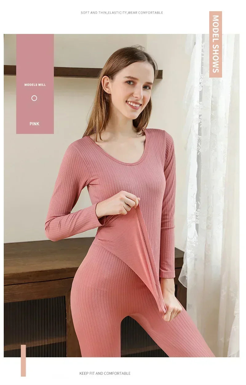 Ropa interior térmica cálida para mujer, ropa íntima Sexy para mujer, Calzoncillos largos con forma de mujer, ropa térmica moldeadora de cuello medio para mujer