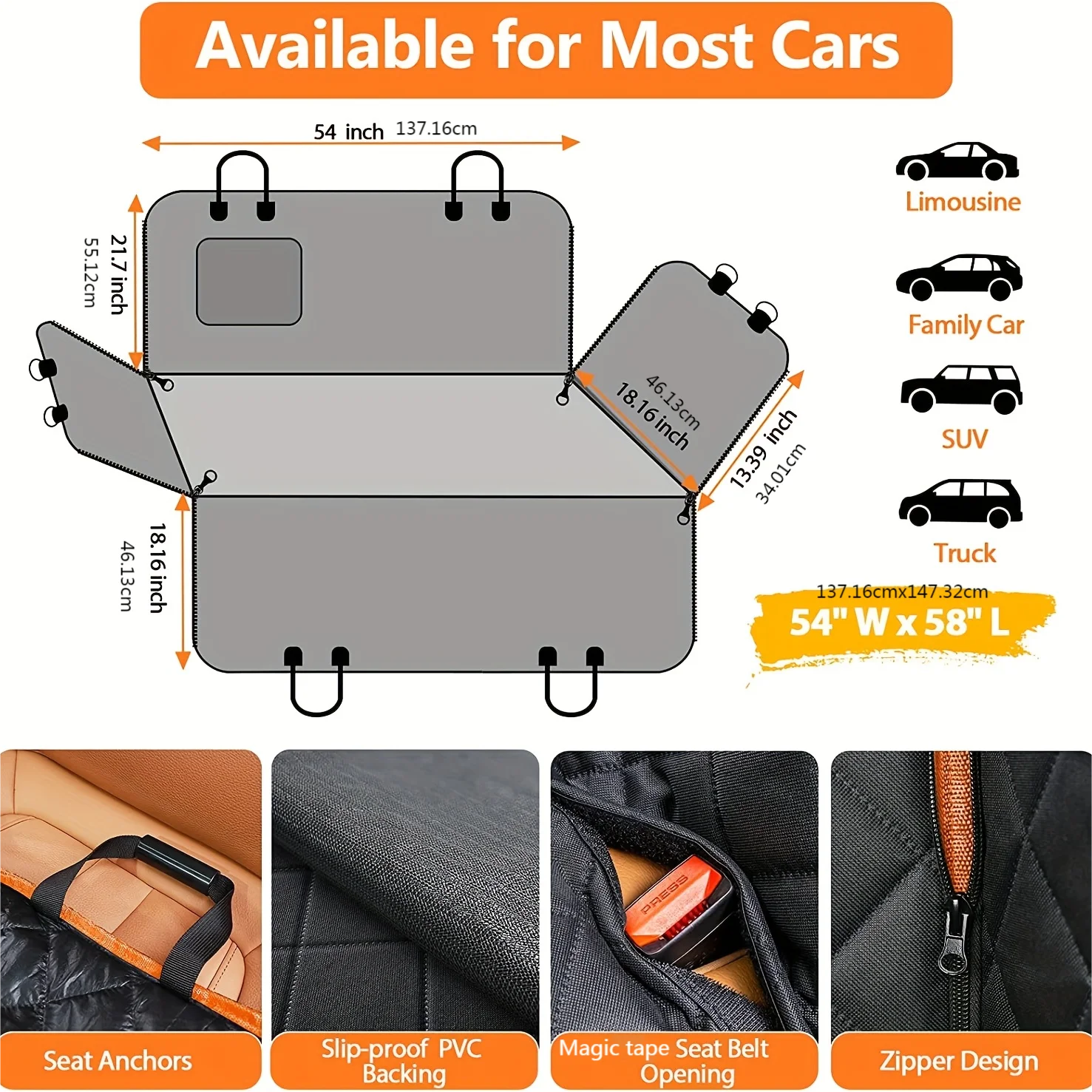Funda para asiento de coche para perros, funda para asiento de mascotas, hamaca 600D, resistente, a los arañazos, antideslizante, duradera, suave, para asiento trasero de coches