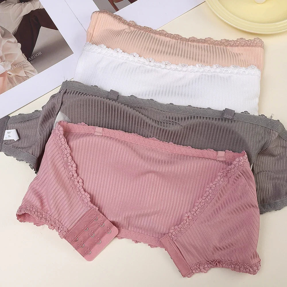 Sujetadores sin tirantes de verano para mujer, Tops sexis de encaje en la espalda para el pecho, ropa interior transpirable sin costuras, sujetador Invisible sólido para envolver el pecho