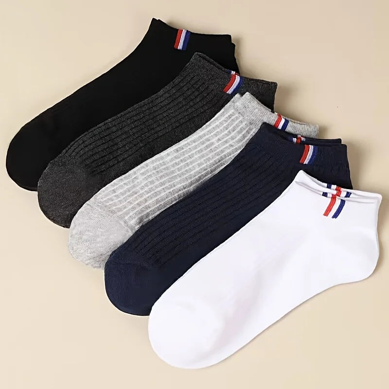 5 Pares de Calcetines Invisibles para Hombre, Calcetines Cortos Transpirables, Finos, Casuales de Verano, Absorbentes del Sudor, de Color Liso