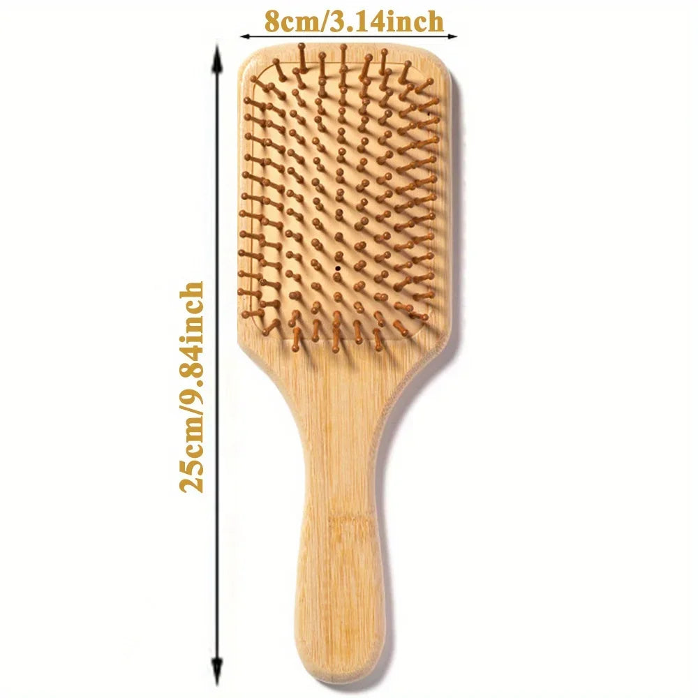 Peine de paleta de bambú Natural, peine con cojín de aire, masaje del cuero cabelludo, peine antiestático sin enredos, especial para pelucas de cabello real