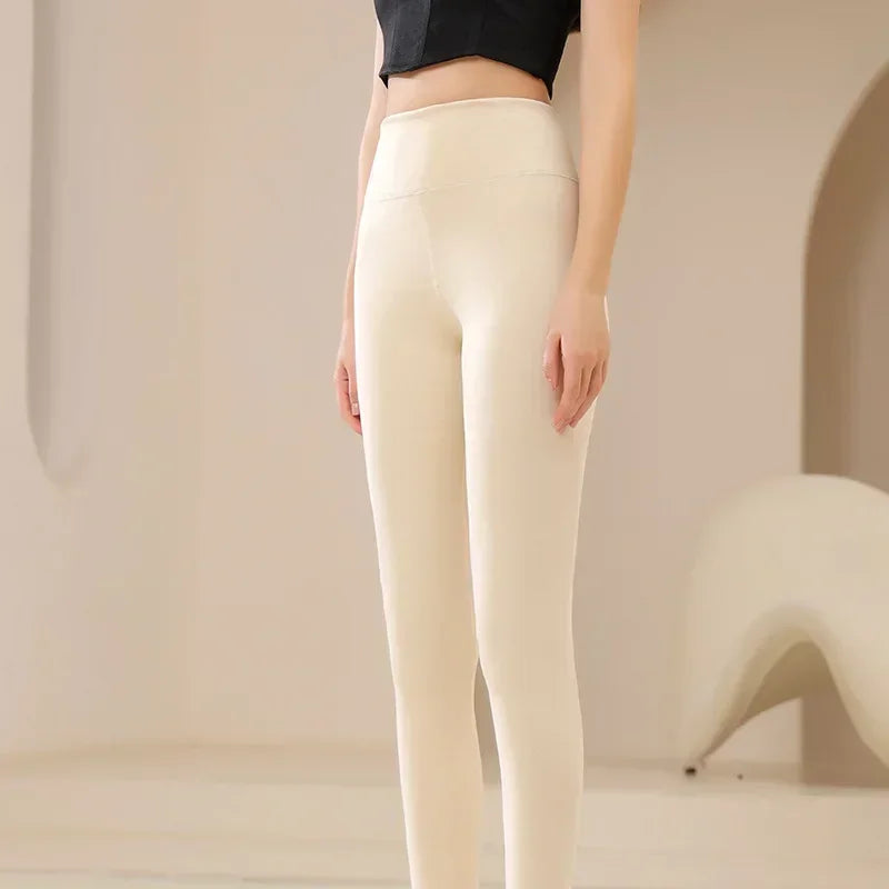 Medias térmicas de invierno para mujer, pantimedias de terciopelo transparente con forro polar, mallas gruesas y cálidas con capa interior de felpa