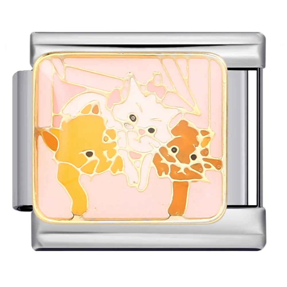 Moda Y2k lindo Kawaii Animal gato perro ballena Panda italiano encanto enlace ajuste 9mm pulsera de acero inoxidable DIY hacer cuentas de joyería