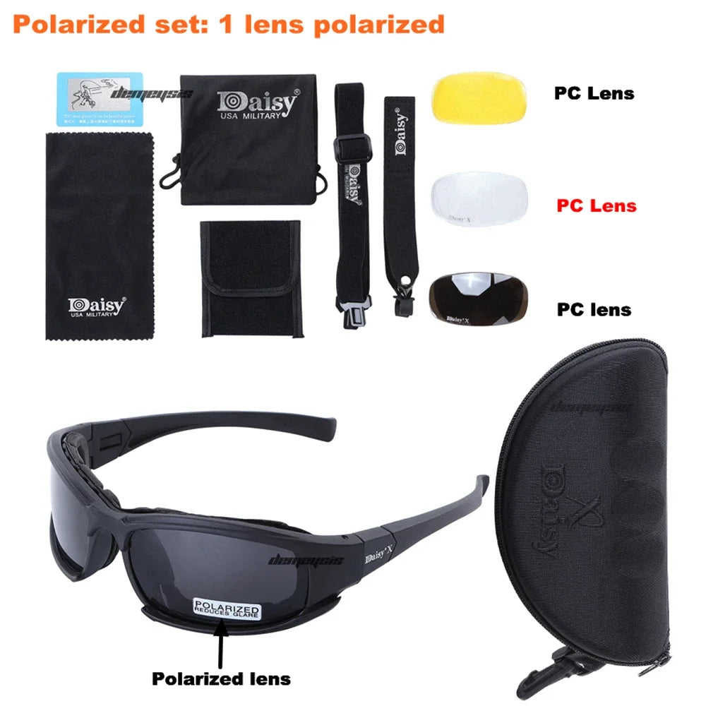 Gafas de Sol Fotocromáticas, Gafas Tácticas Polarizadas con 4 Lentes, Gafas de Airsoft, Gafas de Tiro, Gafas de Motociclismo, Gafas de Senderismo al Aire Libre