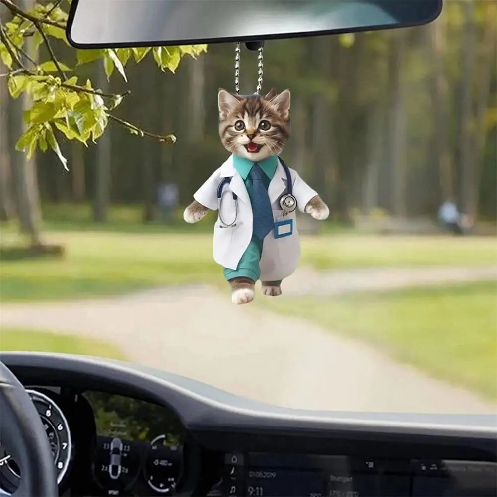 Decoración de calavera colgante, adorno ligero para perro, decoraciones colgantes acrílicas únicas para árbol de Navidad, espejo retrovisor de coche