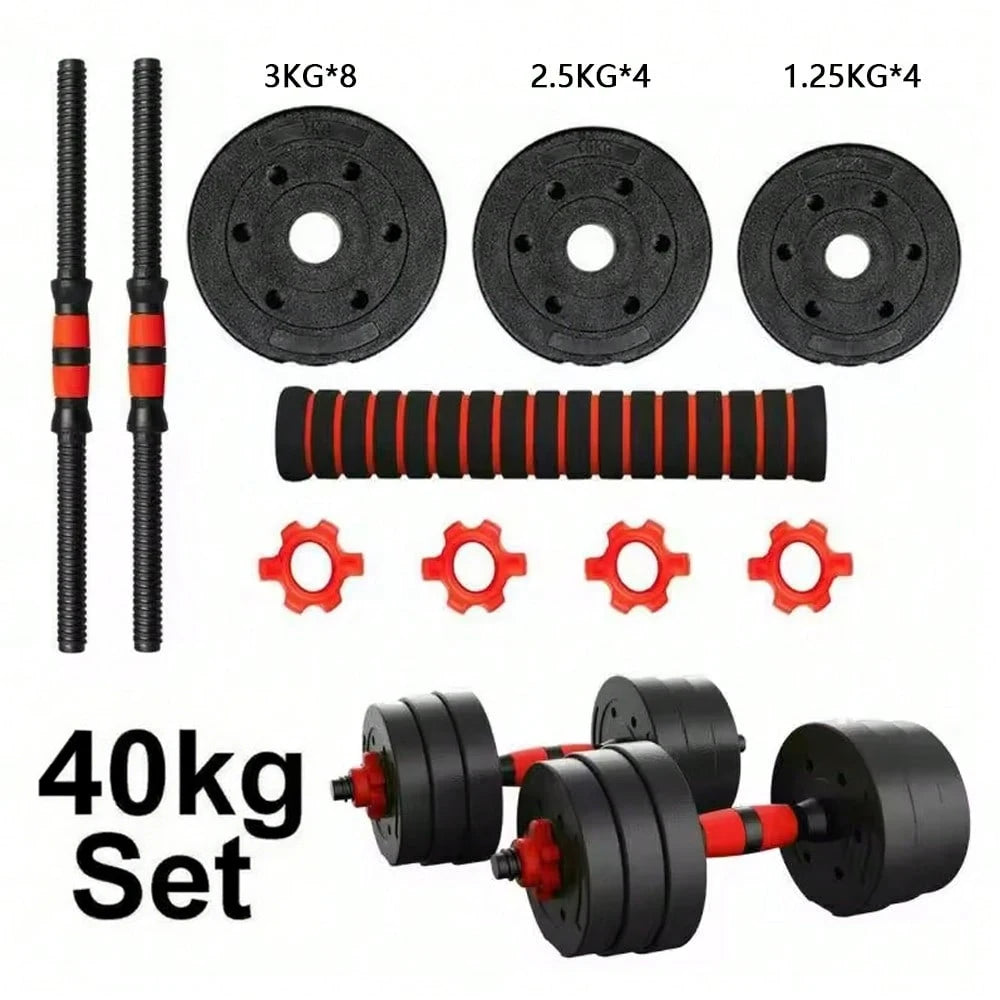 Juego de mancuernas y barra ajustables, pesas de 10 kg, 15 kg, 20 kg, 30 kg, 40 kg, 50 kg, mancuernas para gimnasio y hogar, aptas para hombres