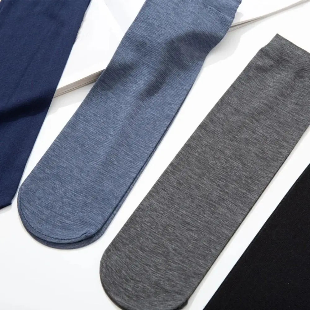 10 pares de calcetines de seda de hielo para hombre, calcetines ultrafinos de verano y primavera, calcetines de negocios sólidos, calcetines suaves transpirables, calcetines tobilleros de fibra de bambú