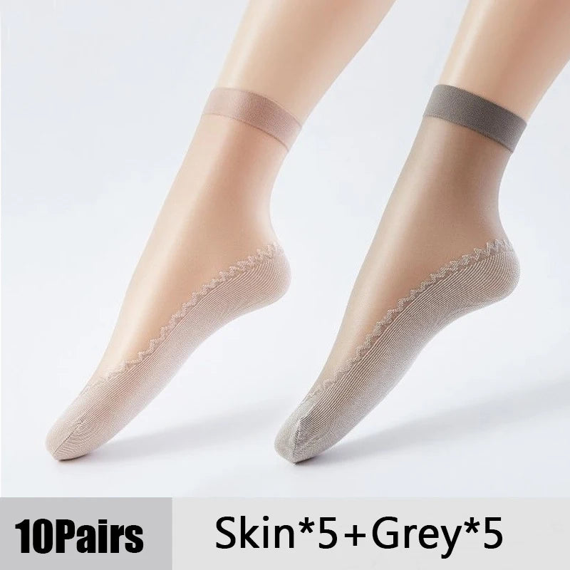 Calcetines transpirables ultrafinos para mujer, medias suaves, informales, ligeras, transparentes, para primavera y verano, 10 pares，calcetines dedos，calcetin mujer，calcetines dedos separados para mujer